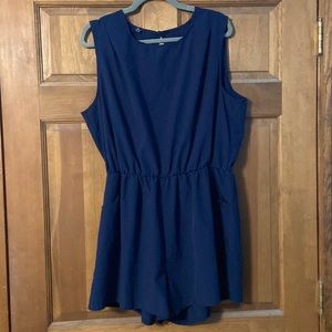 Plus size navy blue romper